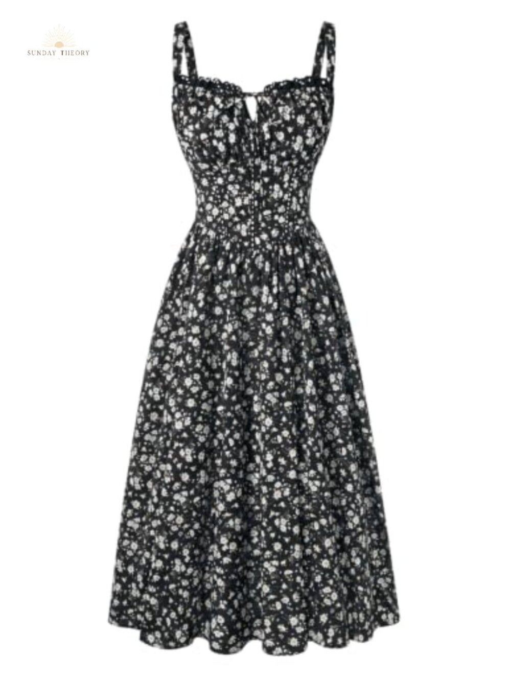 Floral Corset Dress Summer Milkmaid Sundress Lace Trim Smocked Back